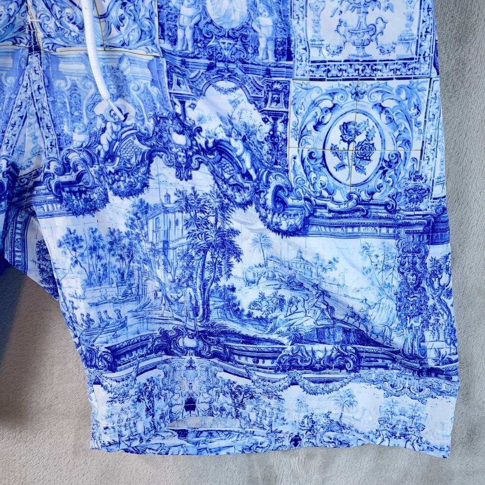 Antica Sartoira Blue Toile Board Swim Shorts Men's M Giacomo Cinque Positano - Picture 5 of 11